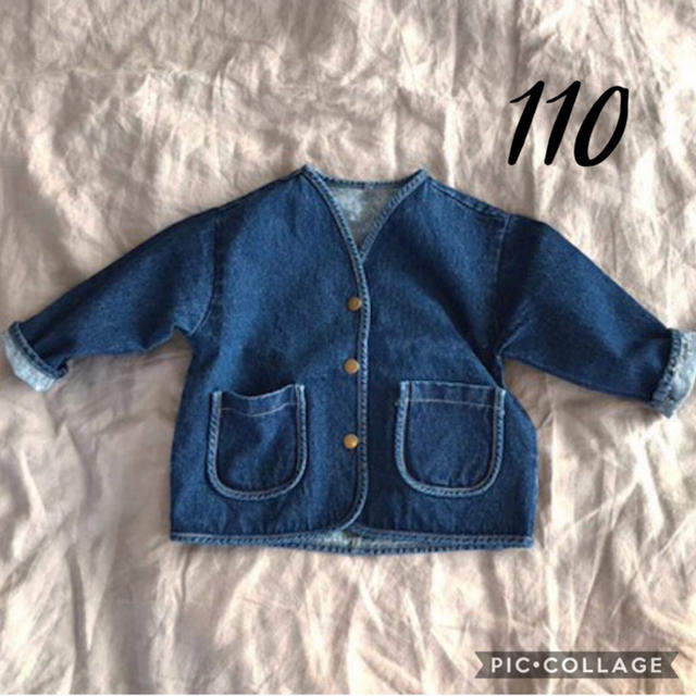 ZARA KIDS(ザラキッズ)の新品タグ付き ◆ デニムジャケット 韓国子供服 ノーカラージャケット インポート キッズ/ベビー/マタニティのキッズ服男の子用(90cm~)(ジャケット/上着)の商品写真