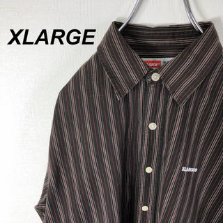 エクストララージ(XLARGE)の90s XLARGE エクストララージ ストライプシャツ 茶色 ブラウン(シャツ)