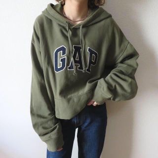 ギャップ(GAP)の90s オールド ギャップ GAP ロゴ パーカー スウェット カーキ 古着(パーカー)