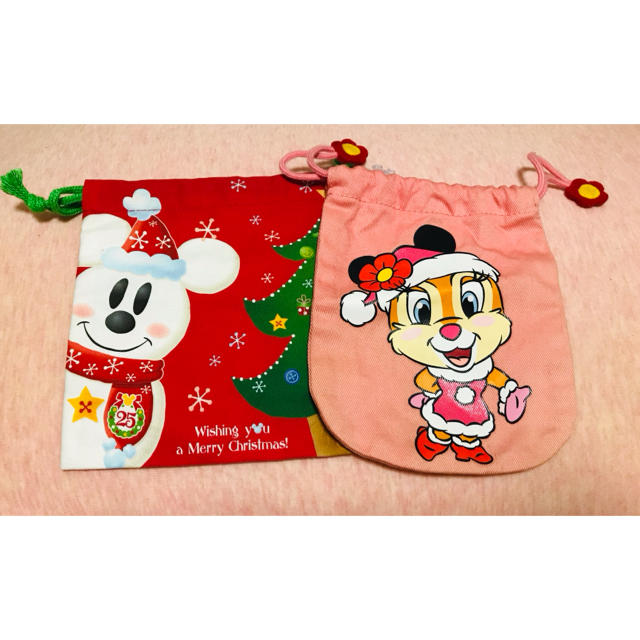 Disney(ディズニー)のまこちゃん様 ディズニー クリスマス 巾着 エンタメ/ホビーのおもちゃ/ぬいぐるみ(キャラクターグッズ)の商品写真
