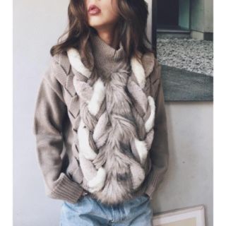 アメリヴィンテージ(Ameri VINTAGE)のAmeri VINTAGE FUR BRAID CABLE KNIT(ニット/セーター)