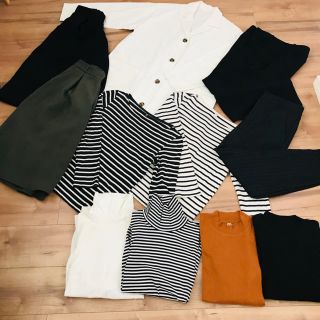 ユニクロ(UNIQLO)の美品UNIQLOGU11点まとめ売りユニクロジーユーガウチョジャケットボーダー黒(その他)