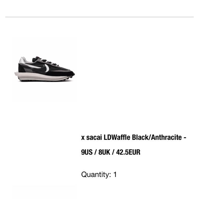 Sacai Nike ldwaffle ブラック靴/シューズ