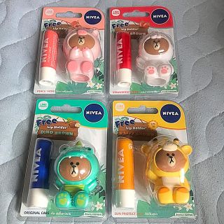 ニベア(ニベア)のニベア リップ LINE FRIENDS NIVEA  4セット ラインフレンド(リップケア/リップクリーム)