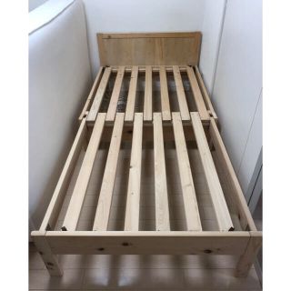 【10/14まで出品】伸縮自在シングルベッド/ソファーベッド ひのき無垢材すのこ(シングルベッド)