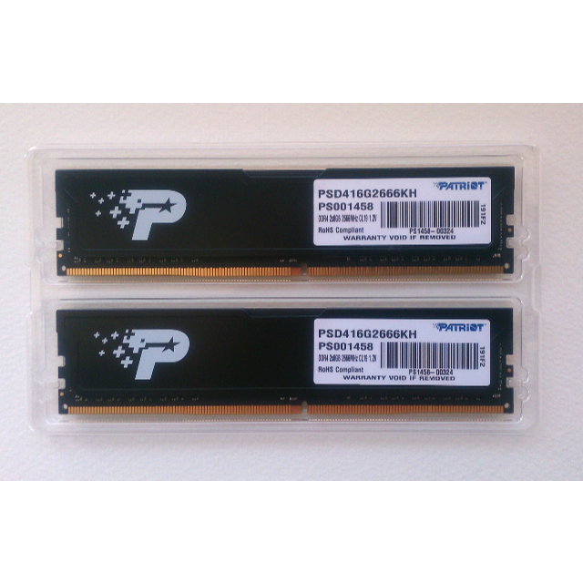 PCパーツメモリ 8GBx2枚 (PATRIOT DDR4-2666)