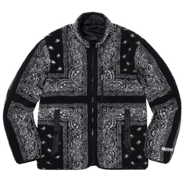 黒 L Reversible Bandana Fleece Jacket