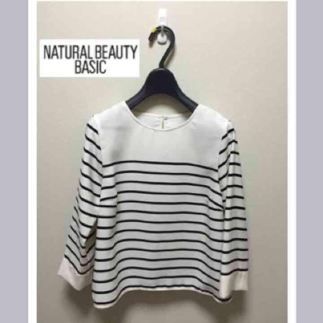 NATURAL BEAUTY BASIC(ナチュラルビューティーベーシック)の新品★ナチュビュー★ボーダートップス★Ｍ レディースのトップス(カットソー(長袖/七分))の商品写真