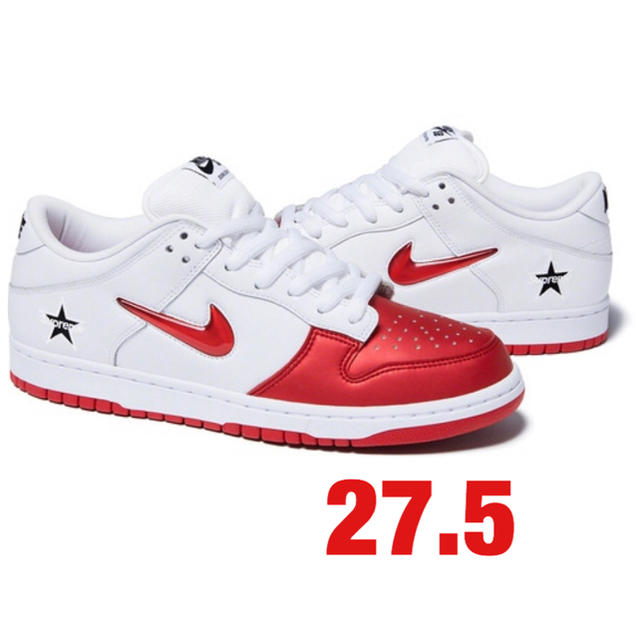 Supreme  Nike SB Dunk Low 白赤 9.5