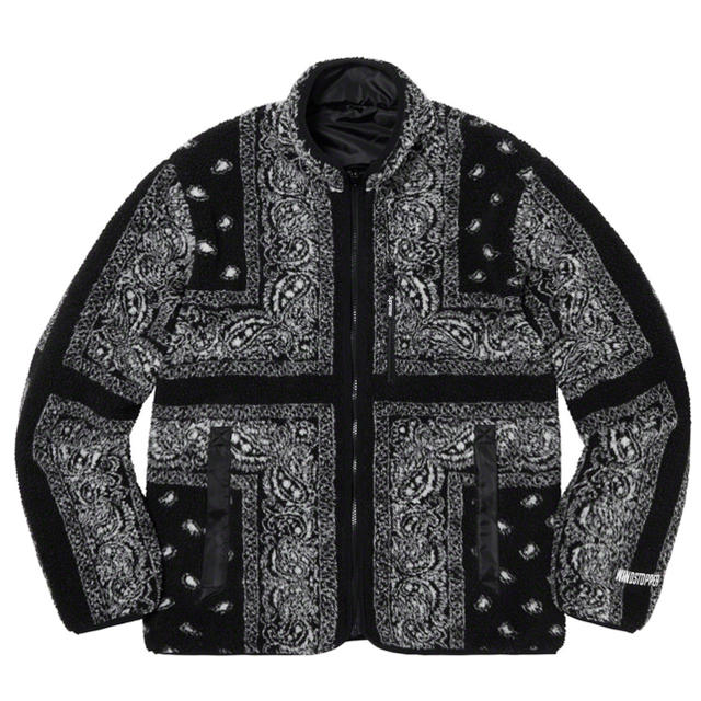 supreme bandana fleece jacket 黒M