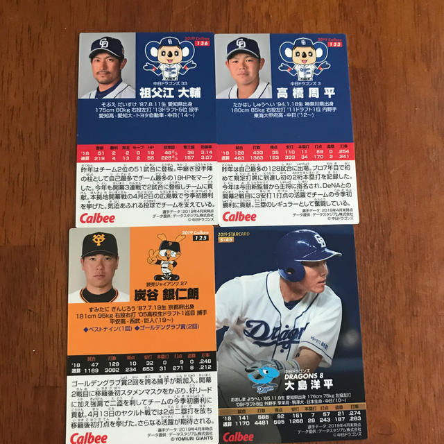 ☆プロ野球チップスカード☆ 中日 巨人 首位打者 レジェンドカード