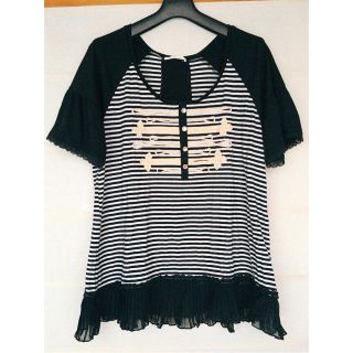 アクシーズファム(axes femme)のaxes femme 白黒 ボーダー 西洋風 お洒落なトップス M(カットソー(半袖/袖なし))