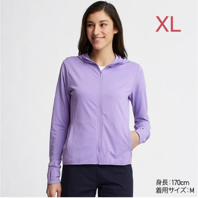 UNIQLO(ユニクロ)のユニクロ WOMEN エアリズム UVカットメッシュパーカ XL／パープル 新品 レディースのトップス(パーカー)の商品写真