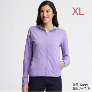 ユニクロ(UNIQLO)のユニクロ WOMEN エアリズム UVカットメッシュパーカ XL／パープル 新品(パーカー)