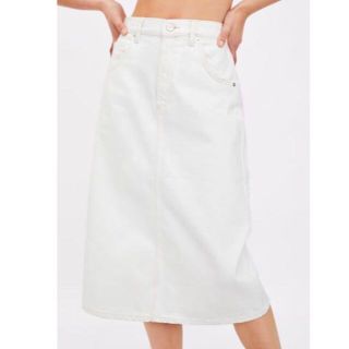 ザラ(ZARA)の【ZARA】デニムスカート ホワイト★2019年夏購入(ひざ丈スカート)