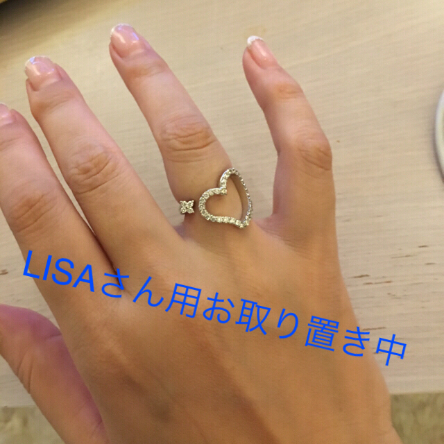 ハート♡WG18×ダイヤ リングサイズ13号 レディースのアクセサリー(リング(指輪))の商品写真