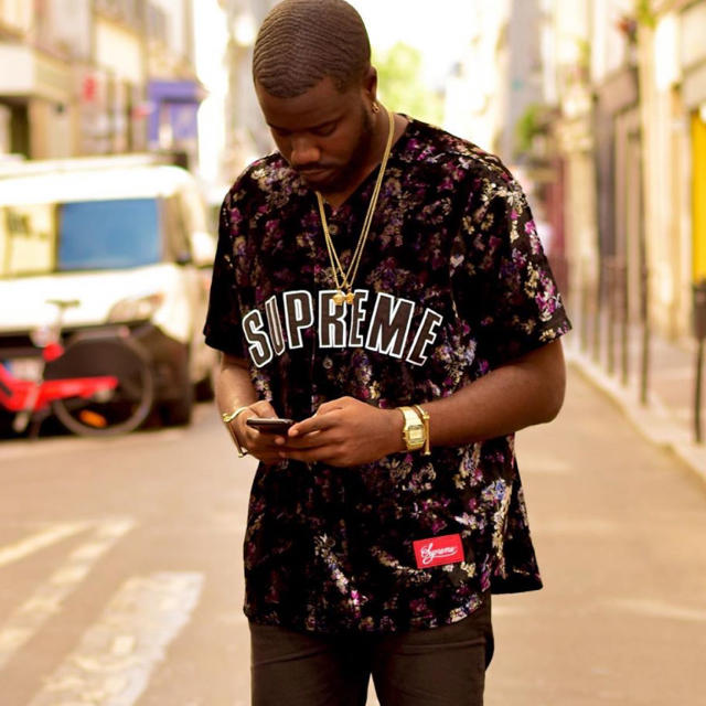 supreme Floral Velour Baseball Jersey