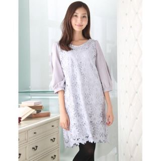 パターンフィオナ(PATTERN fiona)のPATTERN fiona＊Ｖネックレーススカラワンピース(ひざ丈ワンピース)