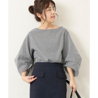 スピックアンドスパン(Spick & Span)のSpick & Span ギンガムソデシャーリングブラウス　ブロックチェック(シャツ/ブラウス(長袖/七分))