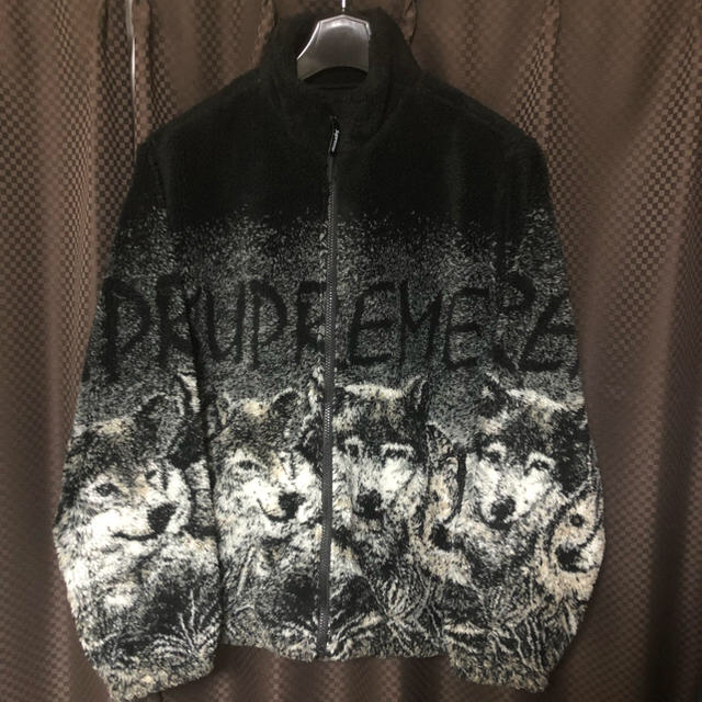 Lサイズ 黒 supreme wolf fleece jacket