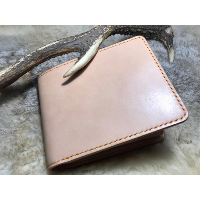 二つ折り財布 姫路レザー 本ヌメ革 ハンドメイド 贅沢仕様 手づくり
