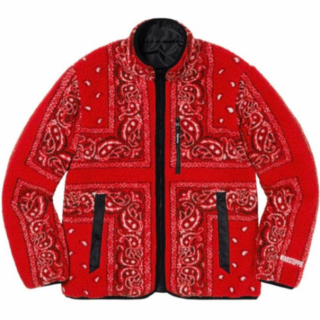 赤 M Reversible Bandana Fleece Jacket