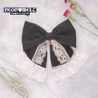 【106】Cross ♱ ribbon ヘアクリップ (white)(ヘアアクセサリー)