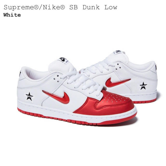 Supreme  Nike SB Dunk Low 白赤 9.5