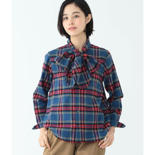 BEAMS BOY(ビームスボーイ)のBEAMS BOY ネルシャツ チェック アスコットタイ ブラウス 18AW  レディースのトップス(シャツ/ブラウス(長袖/七分))の商品写真