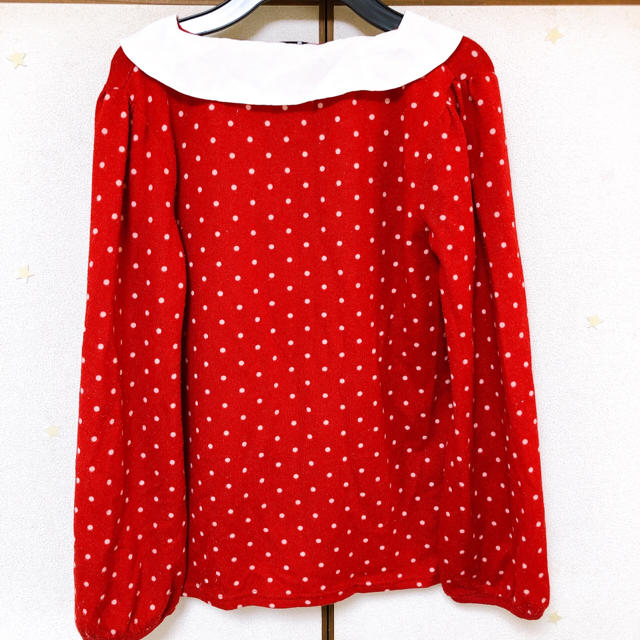 しまむら(シマムラ)の赤ドット ニット ブラウス レディースのトップス(ニット/セーター)の商品写真