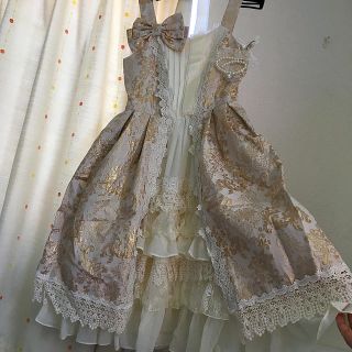 アンジェリックプリティー(Angelic Pretty)のクリスマスに 新品未使用♪LIEFロイヤルジャガードショートJSKオフ白(ひざ丈ワンピース)