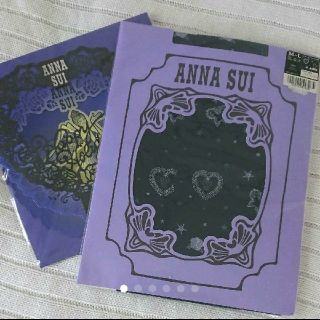 アナスイ(ANNA SUI)のアナスイ　タイツ　限定グリーティングカード　ロゴ　インディゴブルー　新品(タイツ/ストッキング)