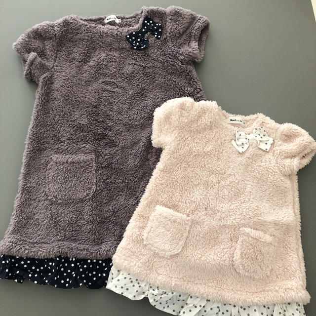 BeBe(ベベ)のボアワンピース  90/130お揃い キッズ/ベビー/マタニティのキッズ服女の子用(90cm~)(ワンピース)の商品写真