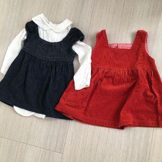 ベビーギャップ(babyGAP)のデニムワンピース &襟付きロンパース &朱色コーデュロイワンピ(ロンパース)