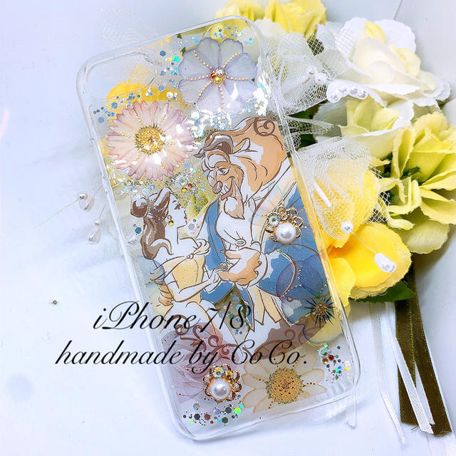 白雪姫【SOLD＊360】iPhone7/8 押し花風 ディズニー 美女と野獣＊