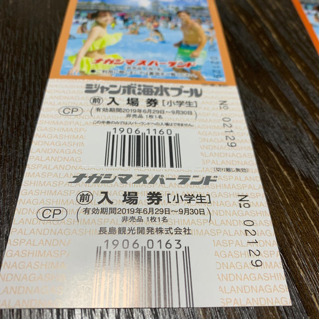 ナガシマジャンボ海水プール無料券 チケットの施設利用券(プール)の商品写真