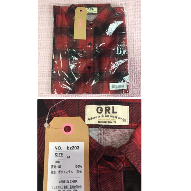 GRL(グレイル)の新品 GRL グレイル チェックシャツ ネルシャツ バイカラー M レディースのトップス(シャツ/ブラウス(長袖/七分))の商品写真