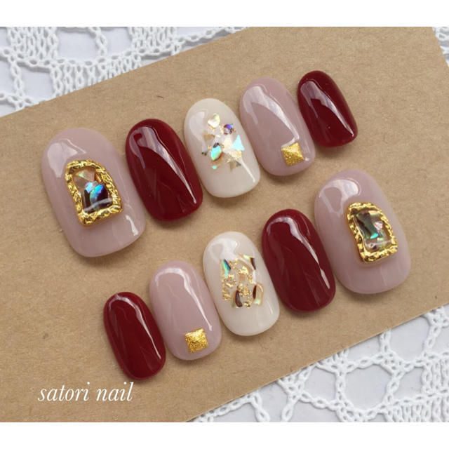 ボルドーくすみピンクネイルチップの通販 By Satori Nail ラクマ