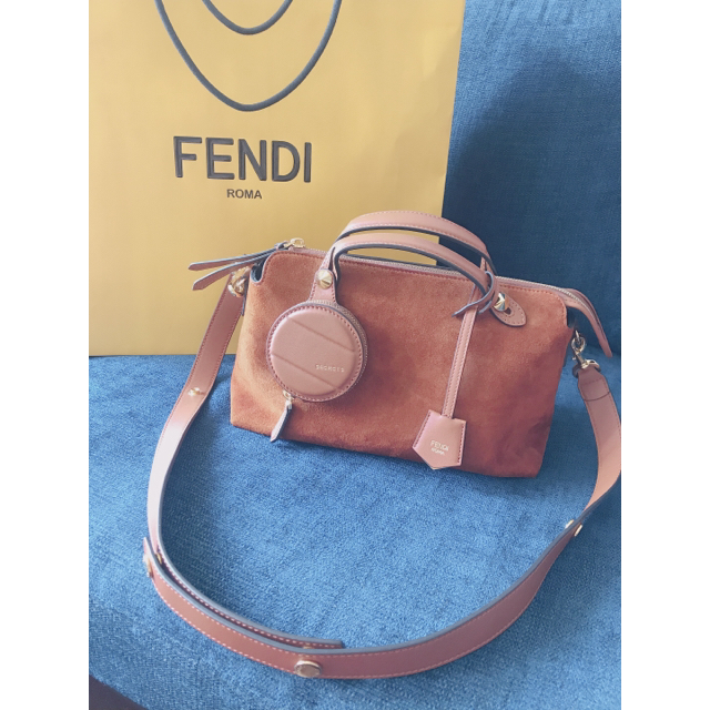 キャメルFENDI by the way スウェードボストンバッグ