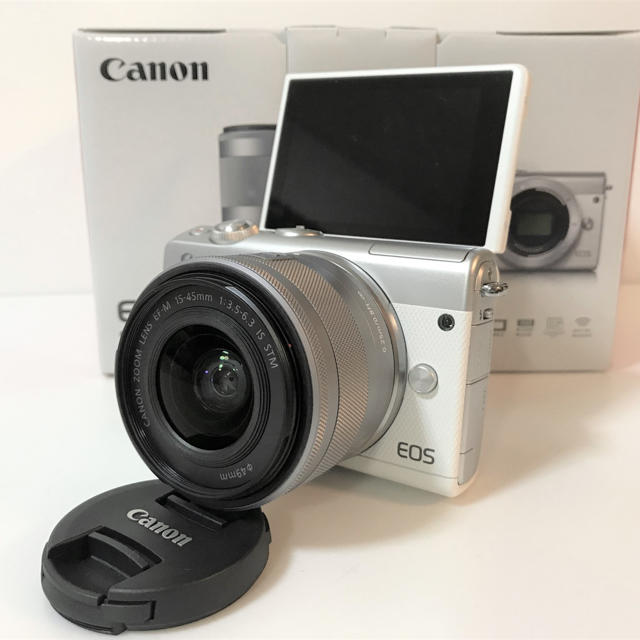 キャノン カメラ 新品 Canon EOS M100 レンズキット ホワイトスマホ/家電/カメラ