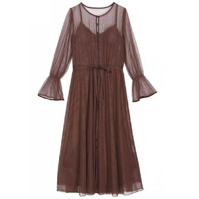 Ameri VINTAGE(アメリヴィンテージ)のAmeri VINTAGE TULLE SEETHROUGH DRESS レディースのワンピース(ロングワンピース/マキシワンピース)の商品写真