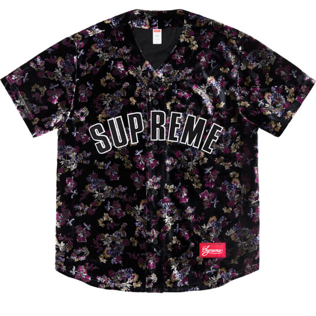 トップスsupreme floral velour baseball jersey