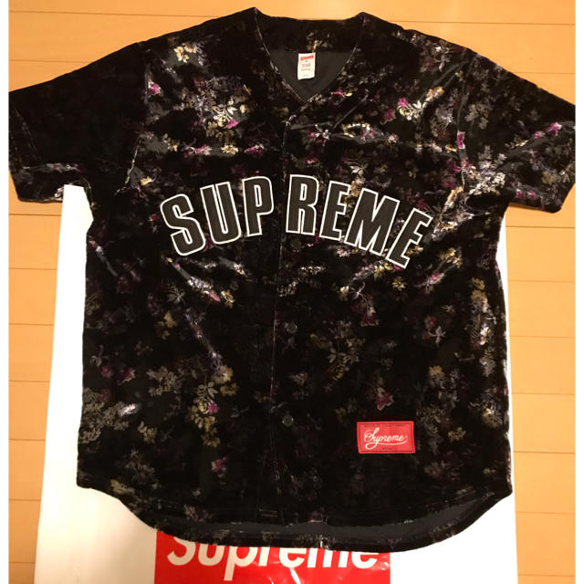 トップスsupreme floral velour baseball jersey