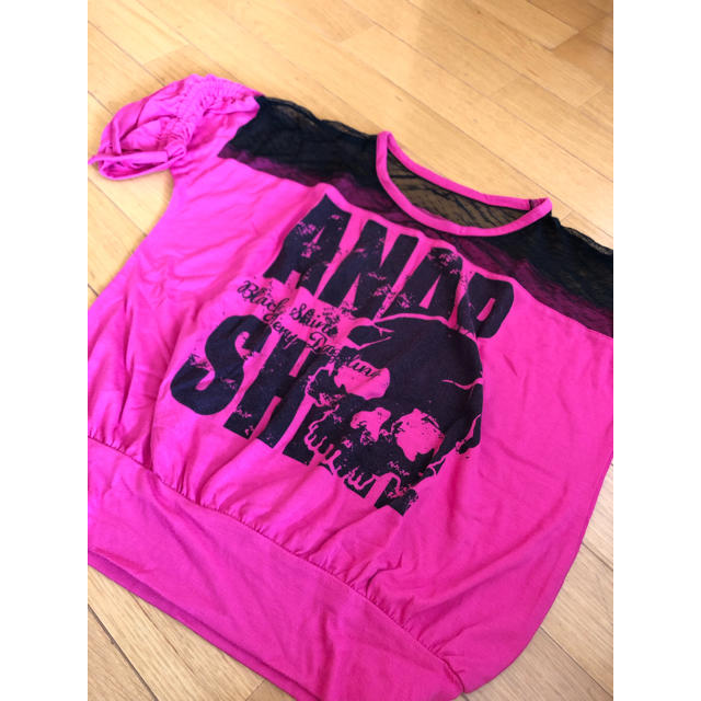 ANAP(アナップ)のANAP GIRL 肩レース 半袖カットソー 140-150cm キッズ/ベビー/マタニティのキッズ服女の子用(90cm~)(Tシャツ/カットソー)の商品写真