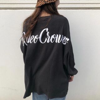 ロデオクラウンズワイドボウル(RODEO CROWNS WIDE BOWL)のスラブジャガード ルーズカット トップス BLK/F(カットソー(長袖/七分))