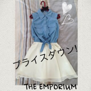 ジエンポリアム(THE EMPORIUM)のシフォン×デニムMIXワンピース(ミニワンピース)