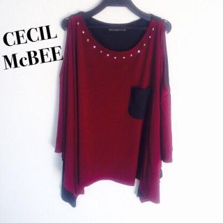 セシルマクビー(CECIL McBEE)の新品✨CECIL スタッズ付トップス(カットソー(長袖/七分))