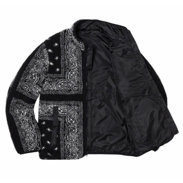 Sサイズ Supreme Bandana Fleece Jacket Black 1