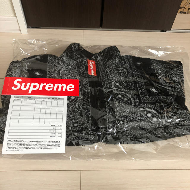 supreme  bandana fleece jacket 黒 s バンダナ
