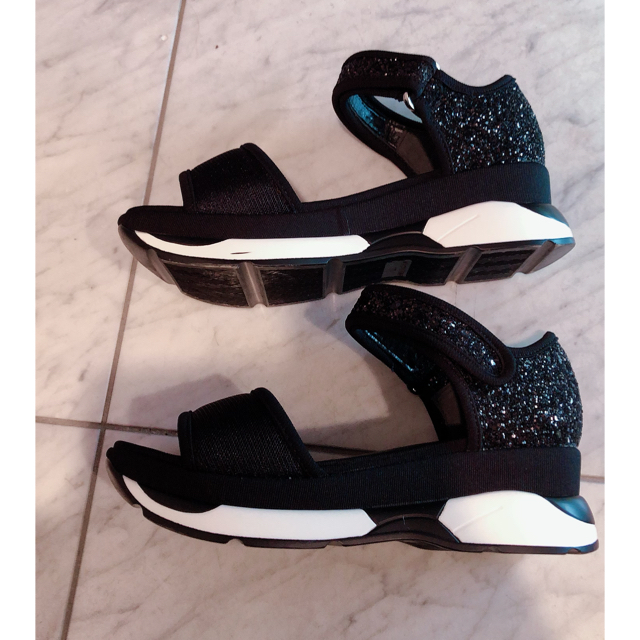 スポーツサンダル グリッター ラメ LL ブラック レディースの靴/シューズ(サンダル)の商品写真